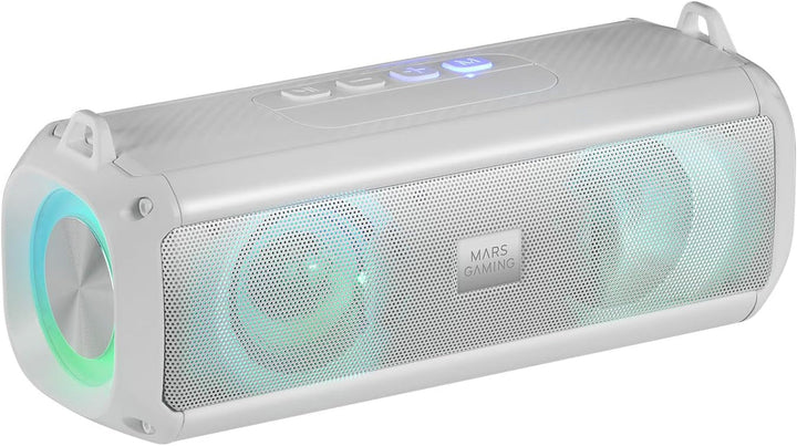 Mars Gaming MSB-ORB, Tragbarer Lautsprecher + Soundbar 20W, Orbilight RGB 360° Beleuchtung, Soundbar Mit Triple-Driver-System, Gaming-Lautsprecher Bluetooth 5.3 / Usb/Microsd/Aux/Fm, Schwarz