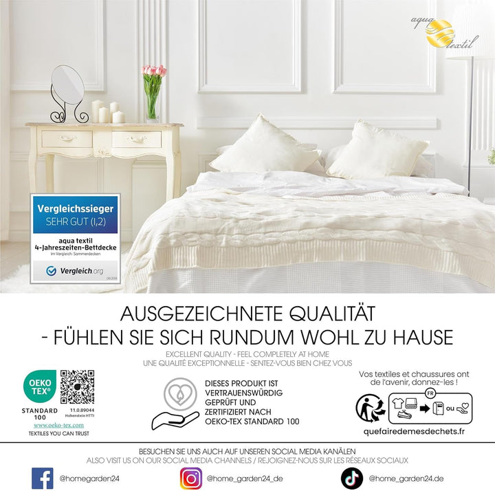 Aqua-Textil 4-sezon plapuma 135X200Cm Pături înnodate împreună Iarna 800G Vara 600G Reglarea climei Oeko-Tex