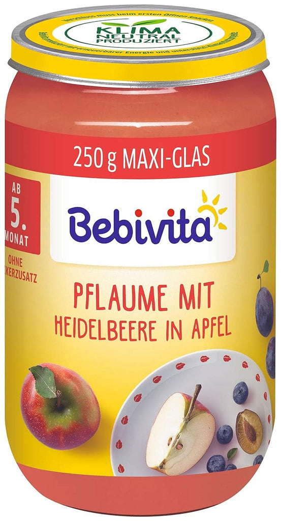 Früchte Pflaume Mit Heidelbeere in Apfel, 6Er Pack (6 X 250 G)