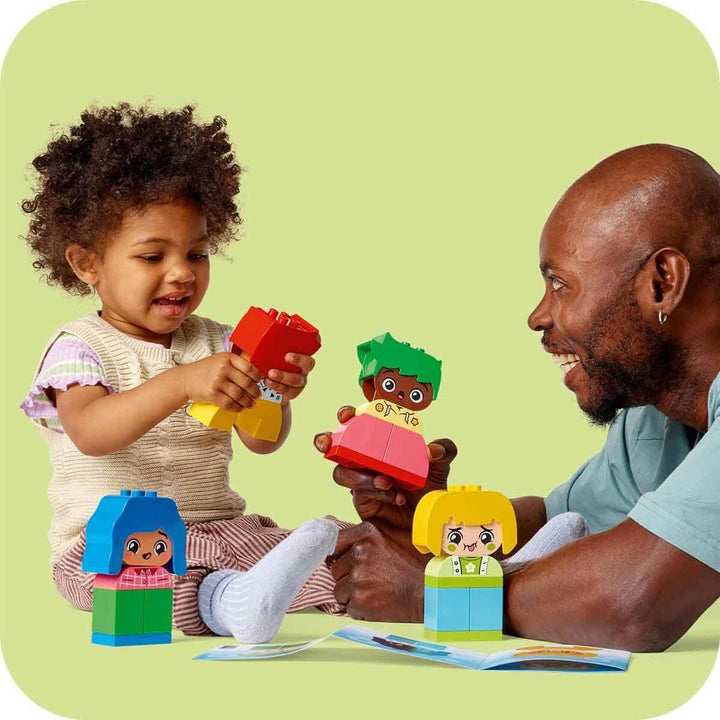 LEGO DUPLO Big Feelings, joc de stivuire pentru construcții cu 23 de cărămizi colorate și 4 figurine, jucărie pentru abilități motorii pentru a promova dezvoltarea socială și emoțională a copiilor mici de la 18 luni 10415