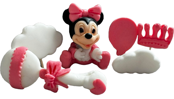 Set 6 decoratiuni comestibile din zahar, Minnie Mouse - Naty Shop 