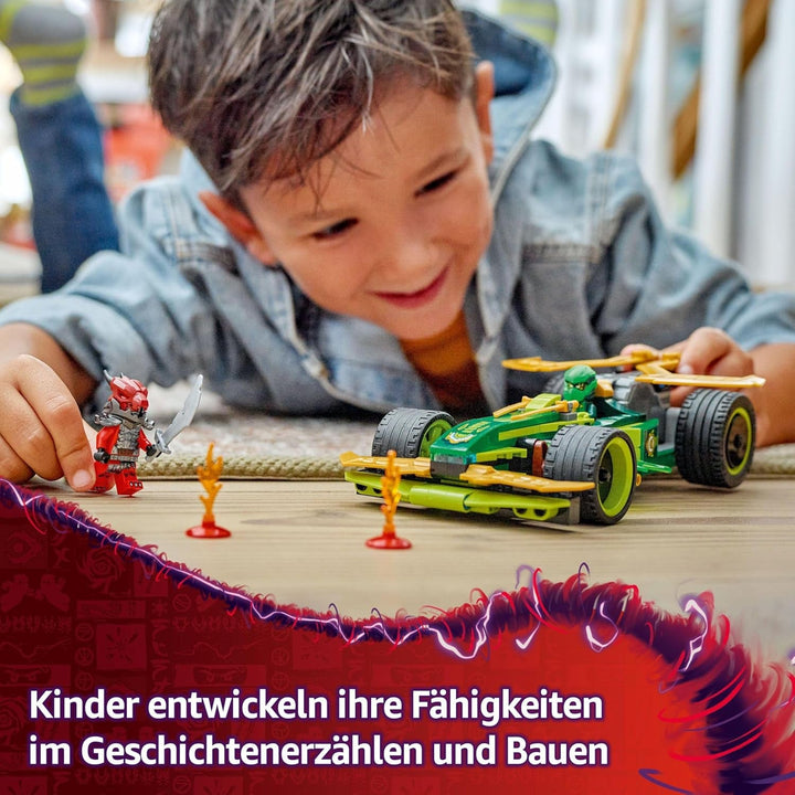 LEGO NINJAGO Lloyd's Action Speedster - Mașină de construit jucărie cu 2 minifigurine pentru jocuri de rol, mașină de construit jucărie pentru copii - cadou pentru băieți și fete de la 7 ani 71828