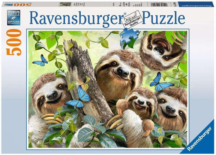Ravensburger Puzzle 12000203 - Sloth Selfie - puzzle jigsaw 500 piese pentru adulți și copii de peste 10 ani, puzzle cu motiv animalier