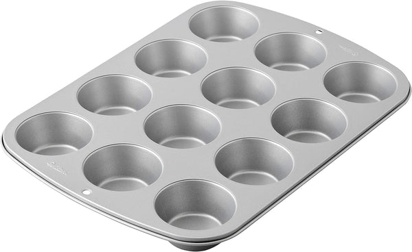 Wilton 03-3118 Cupcake- /Muffin-Backform, Recipe Right, Antihaft, 12 Vertiefungen, Grau