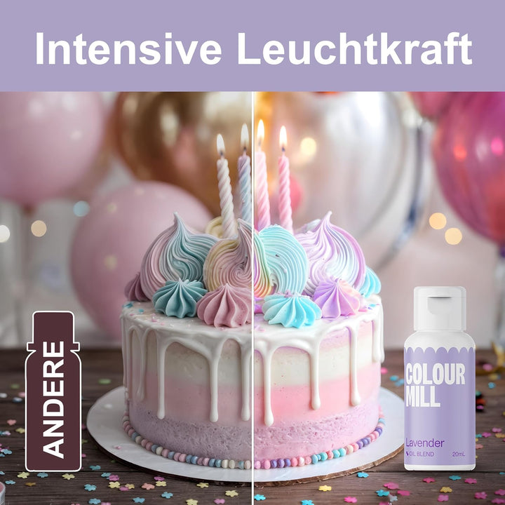 Colour Mill Lebensmittelfarbe Pastell Set – 4 X 20Ml Ölbasiert (Baby Blue, Baby Pink, Latte, Lavender) – Uv-Beständig – Perfekt Für Backen & Als Backzubehör Für Torten, Muffins & Tortendeko