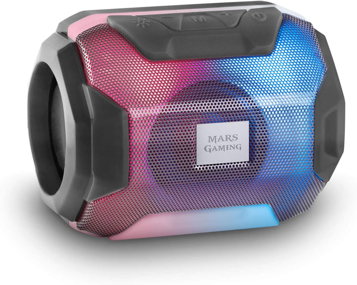 Mars Gaming MSB-ORB, Tragbarer Lautsprecher + Soundbar 20W, Orbilight RGB 360° Beleuchtung, Soundbar Mit Triple-Driver-System, Gaming-Lautsprecher Bluetooth 5.3 / Usb/Microsd/Aux/Fm, Schwarz