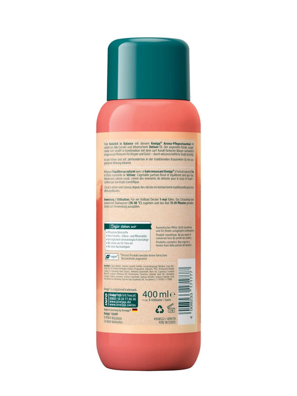 Kneipp Aroma, aditiv de baie cu extract natural de iris și ulei esențial de vetiver, îngrijire delicată a pielii, parfum floral, de echilibrare, 400ml