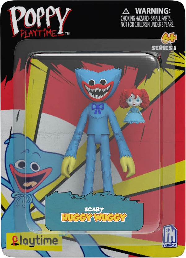Bizak Poppy Playtime Huggy Wuggy Scary, figură de acțiune mobilă, 13 cm, cu accesorii ca în jocul video, diverse figuri de colecționat, de la 6 ani (64230014)