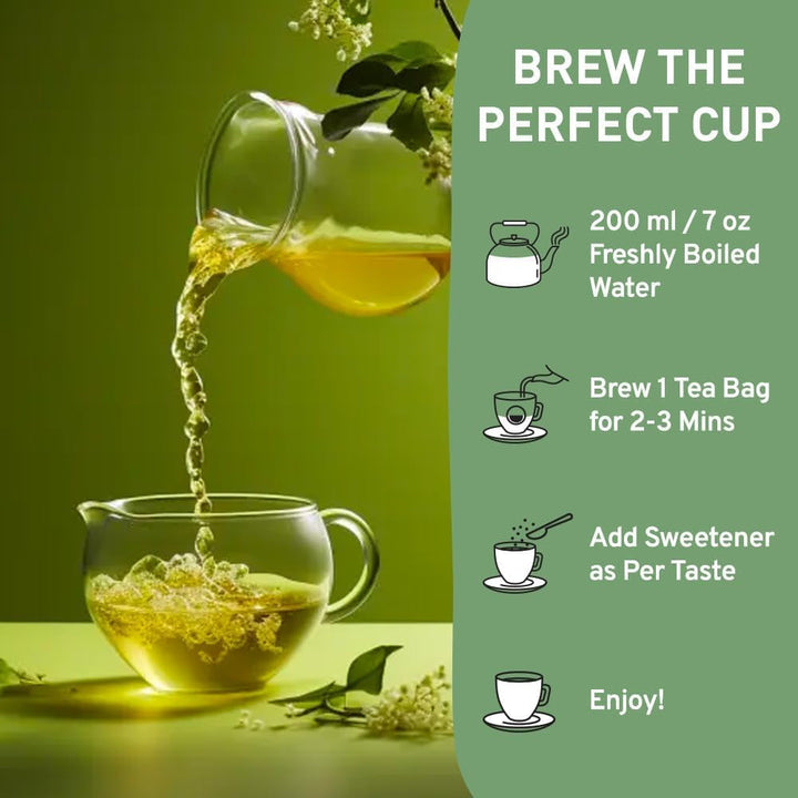 HANDPICK, pliculețe de ceai verde - 25 bucăți | 100% frunze de ceai verde pur din Himalaya, India | Plicuțe de ceai verde ecologice, preparare la cald sau rece