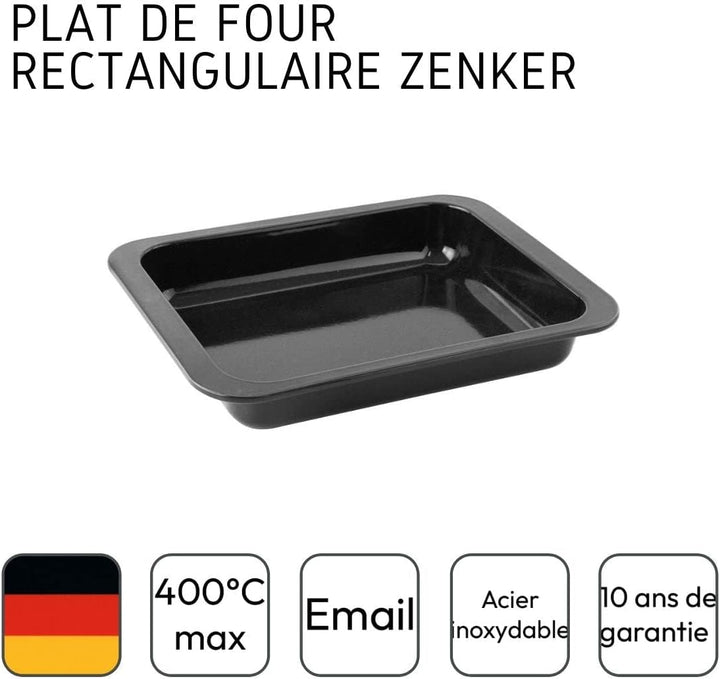 Zenker Ofenbackform (33 X 5 X 25 Cm) SPECIAL COOKING, Rechteckige Auflaufform Mit Emaille-Versiegelung, Backform Mit Extra Hohem Rand (Farbe: Schwarz), Menge: 1 Stück