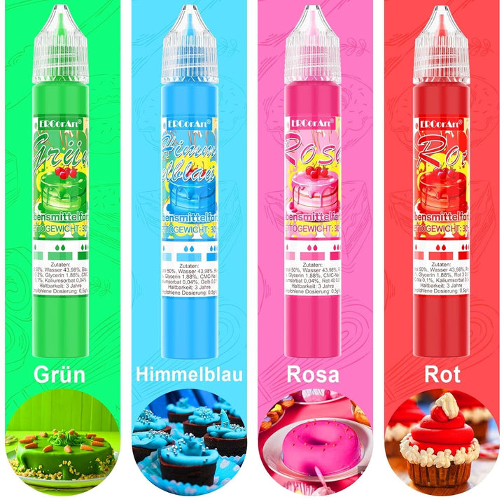 Set 4 coloranti alimentari lichizi, concentrati, 4 x 30 ml Coloranti Alimentari Naty Shop