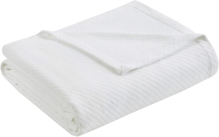 Pătură de lux Madison Park Liquid Cotton, de înaltă calitate, moale, confortabilă, 100% bumbac Ringspun, pentru pat, canapea sau canapea, Blush, Full/Queen Plapumi si pilote Naty Shop Alb Dimensiune rege