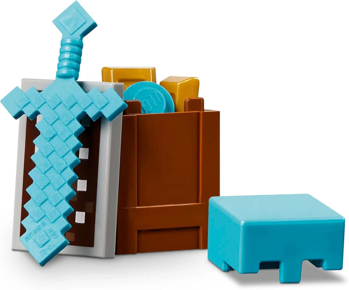 LEGO Minecraft The Illager Desert Patrol, set joc video pentru copii, mini-jucărie cu avanpost și trei minifigurine, inclusiv Plunderer, Servant și Cactus Knight 21267