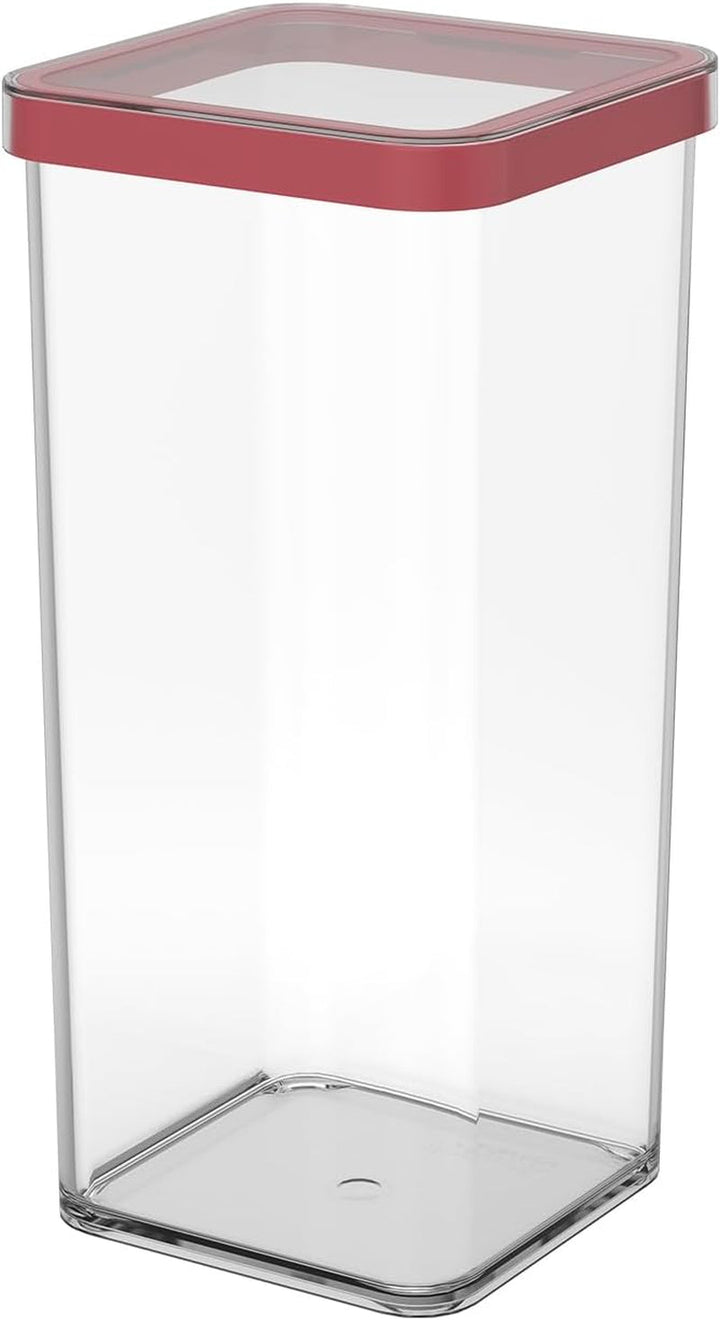 Rotho Loft set de 5 borcane de depozitare cu capac, diferite dimensiuni, plastic alimentar (PP) fără BPA, transparent/roșu, (21,4 x 21,4 x 23,5 cm) Cutii depozitare alimente Naty Shop 1.5L
