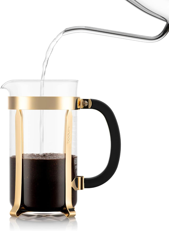 Cafetieră Bodum French Press Chambord - 1L / 8 căni Gold - Sticlă rezistentă la căldură și filtru din oțel inoxidabil - Cafetieră fără BPA, potrivită pentru mașina de spălat vase - Fabricată în Portugalia