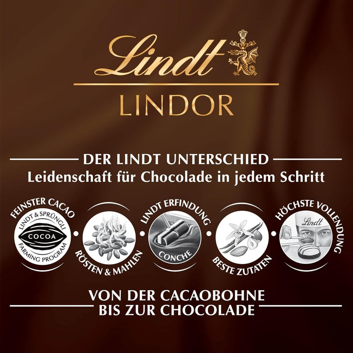 Lindt Schokolade LINDOR Kugeln Milch | 100G Im Beutel | Ca. 7 Kugeln Vollmilchschokolade Mit Zartschmelzender Füllung | Pralinen-Geschenk | Schokoladen-Geschenk