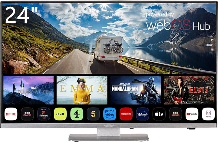 REFLEXION LDDX27IBT Smart LED Fernseher 27 Zoll / 69Cm, LG Weboshub, Wohnwagen/Wohnmobil/Camping/Caravan/Boot/Lkw TV, Slimline, 12/24/230 Volt, Full HD, Triple Tuner, Bluetooth, WLAN, Dvd-Player