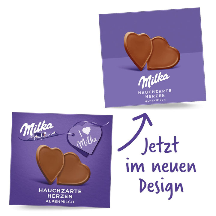 Milka Hauchzarte Herzen 10 X 130G, Zartschmelzende Milka Alpenmilch Schokolade Als Herzförmige Täfelchen