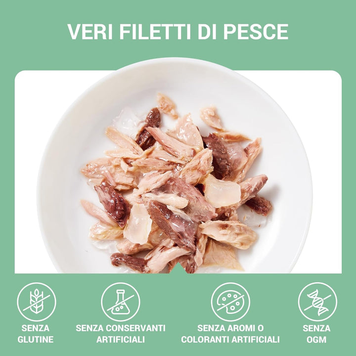 , File de ton cu aloe în jeleu, Hrană umedă complementară pentru pisici, Rețetă originală, 100% naturală, 12 cutii À 70 G