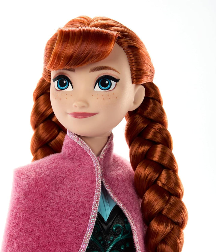 Mattel DISNEY Frozen The Ice Queen Anna Doll - fustă magică cu efect de schimbare a culorilor, activabilă cu ajutorul baghetei cu fulgi de zăpadă și apă, inclusiv periuță de păr, pentru copii de la 3 ani, HTG24