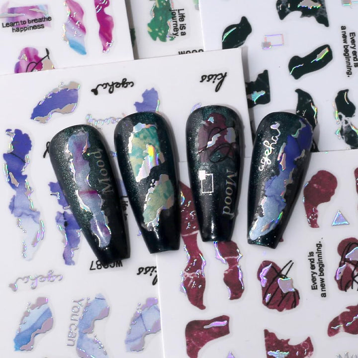 6 culori autocolante pentru unghii marmură bronzant autocolante argintii autoadezive înflorire marmură autocolante pentru unghii 3D marmură autocolante pentru unghii design accesorii unghii artă autocolante autocolante unghii set folie de unghii