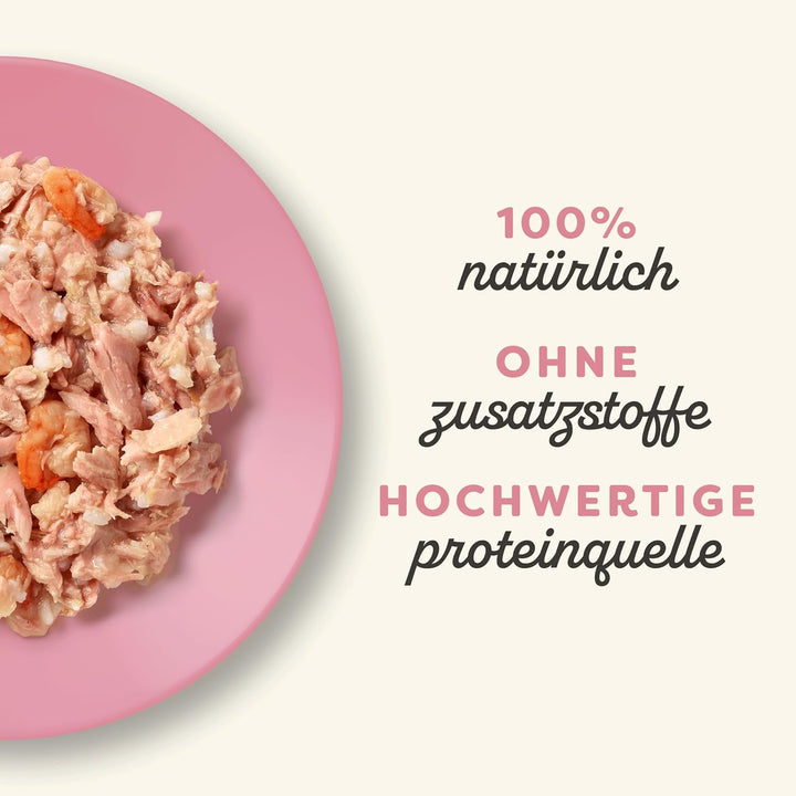 Applaws 100% hrană umedă naturală pentru pisici, file de ton cu creveți în oală cu bulion, 60G (10 X 60G)