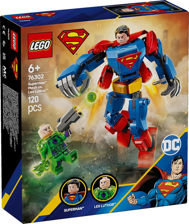 LEGO DC Superman Mech Vs. Lex Luthor - Jucărie de supererou cu 2 minifigurine - Figurină de acțiune construibilă cu brațe, picioare și degete mobile - Cadou pentru băieți și fete cu vârsta peste 6 ani 76302