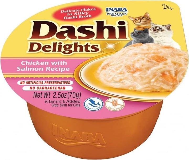 INABA Dashi Delights Hrană umedă pentru pisici 100% pui natural | Fără cereale, fără zahăr, fără arome artificiale, 86% umiditate | Tratamente premium pentru pisici în bulion 70 G (pachet de 6)