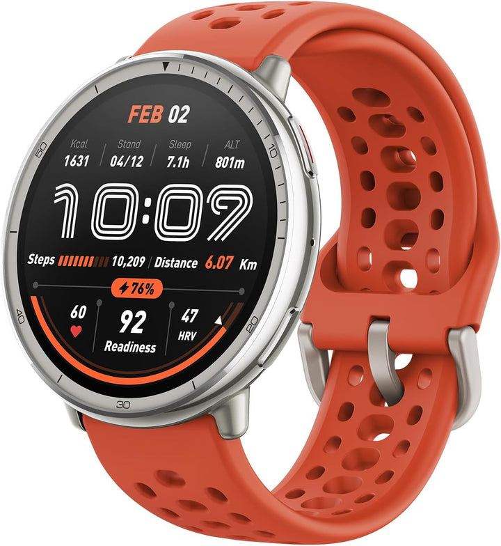 AMAZFIT Active 2 Smartwatch 44mm, hărți GPS cu direcție, fitness tracker, baterie de 10 zile, monitorizarea somnului, 160+ moduri de sport, rezistent la apă, pentru Android & Apple iPhone, silicon negru