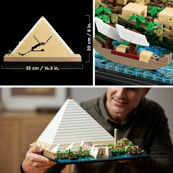 LEGO 21058 Arhitectură Piramida lui Keops Set de construcție pentru artizanat ca hobby creativ, idee de cadou pentru adulți, bărbați, femei, mamă, tată, activitate creativă, colecție de repere faimoase