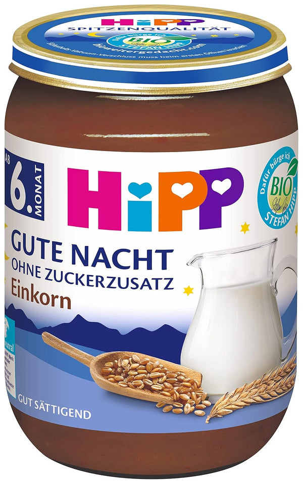 Hipp Bio Gute Nacht - Ohne Zuckerzusatz - Einkorn, 6Er Pack (6 X 190 G)