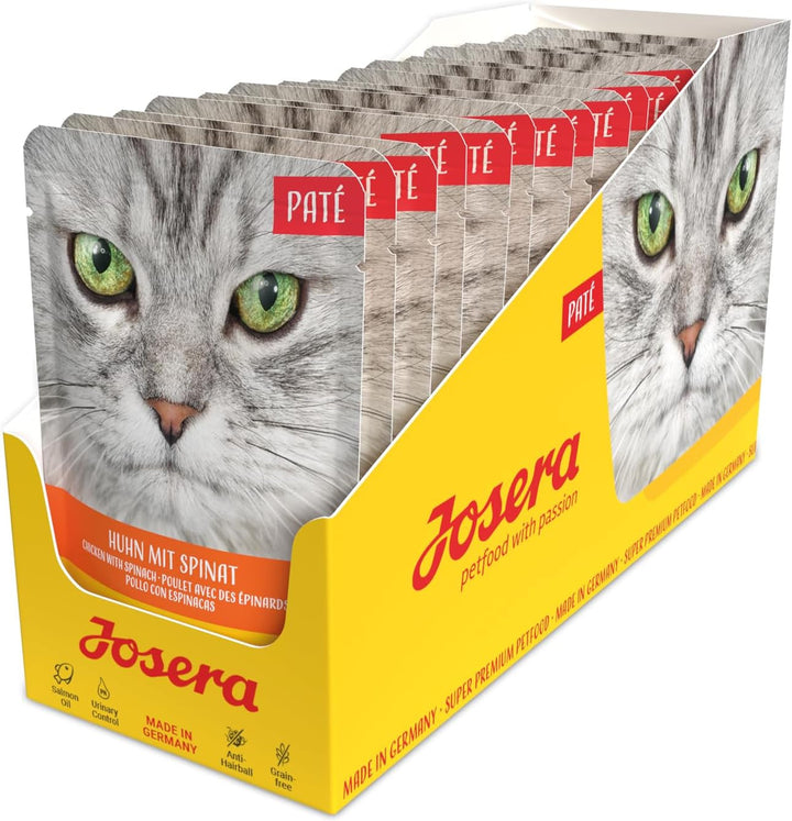 JOSERA Paté Goulash Beef & Chicken (16 X 85 G) | Adult | Hrană umedă premium pentru pisici adulte | Goulash Beef & Chicken | Fără cereale | Hrană umedă pentru pisici într-o pungă proaspătă | 16-pachet