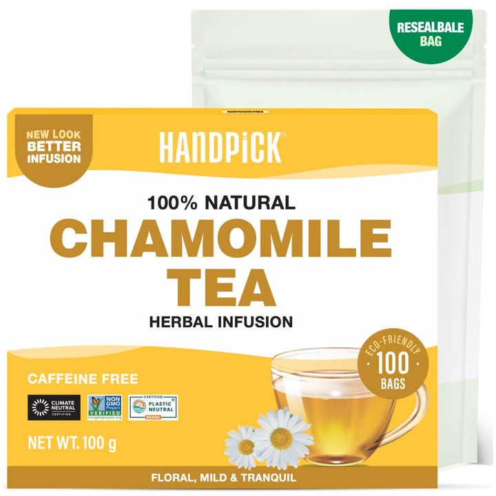 HANDPICK, pliculețe de ceai verde - 25 bucăți | 100% frunze de ceai verde pur din Himalaya, India | Plicuțe de ceai verde ecologice, preparare la cald sau rece