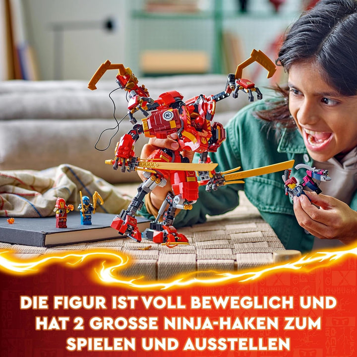 LEGO NINJAGO Kai's Ninja Climbing Mech Set, Jucărie Ninja cu figurină de acțiune construibilă și 4 mini figurine, set de aventură pentru copii, cadou de ziua de naștere pentru băieți și fete de 9 ani 71812