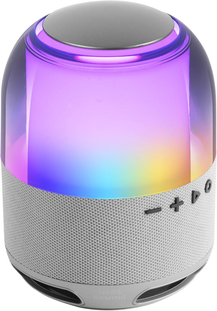 Mars Gaming MSB-ORB, Tragbarer Lautsprecher + Soundbar 20W, Orbilight RGB 360° Beleuchtung, Soundbar Mit Triple-Driver-System, Gaming-Lautsprecher Bluetooth 5.3 / Usb/Microsd/Aux/Fm, Schwarz