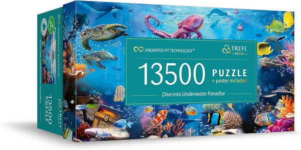 Trefl Prime - Puzzle UFT: Plonjați în paradisul subacvatic - 13500 piese, Puzzle jigsaw mare care prezintă fundul marin colorat, Cartonul cel mai gros, Organic, EKO, Divertisment pentru adulți și copii cu vârsta peste 12 ani