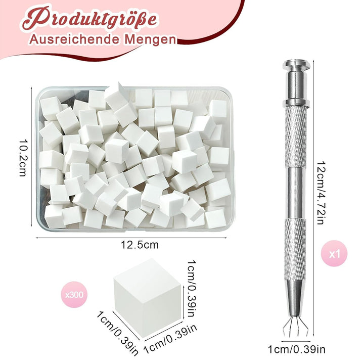 KASURE 300 Stück Nail Art Schwamm, Metall Mit Greifer Nagel Pinsel, Nageldesign Zubehör Für Nail Art, Schwammpinsel Für Farbverlaufs-Nageldesign