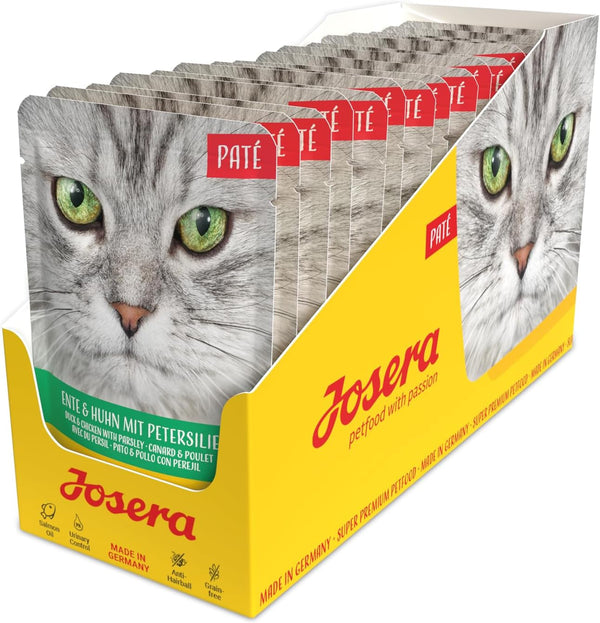 JOSERA Paté rață și pui cu pătrunjel (16 X 85 G) | Adult | Hrană umedă premium pentru pisici adulte | Pâté rață și pui | Ulei de somon | Fără cereale | Hrană umedă pentru pisici în pungă proaspătă |16Pack