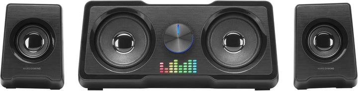 Mars Gaming MSB-ORB, Tragbarer Lautsprecher + Soundbar 20W, Orbilight RGB 360° Beleuchtung, Soundbar Mit Triple-Driver-System, Gaming-Lautsprecher Bluetooth 5.3 / Usb/Microsd/Aux/Fm, Schwarz