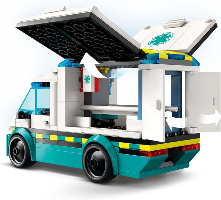 LEGO City Ambulanță - jucărie cu 2 minifigurine (skateboarder și șofer) - jucărie educativă pentru băieți și fete de la 5 ani - idei de cadouri pentru ziua de naștere și de sărbători 60451