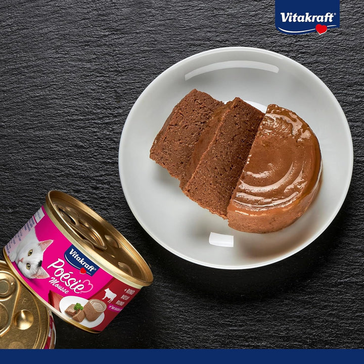 Vitakraft Poésie Mousse, hrană umedă pisică, mousse aeriană, cu carne de vită, fără zahăr adăugat și cereale (12X 85G)