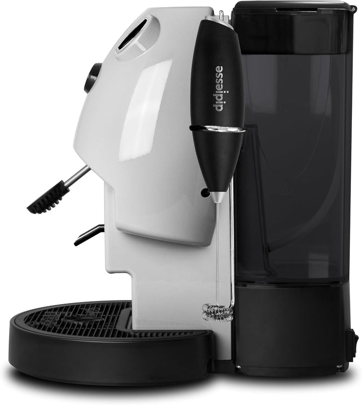 Cafetieră Baby Frog cu capsule de cafea și ceai, cu spumator de lapte și suport dublu pentru capsule de cafea și ceai, consum redus de 450 W, dozator de apă caldă (alb)