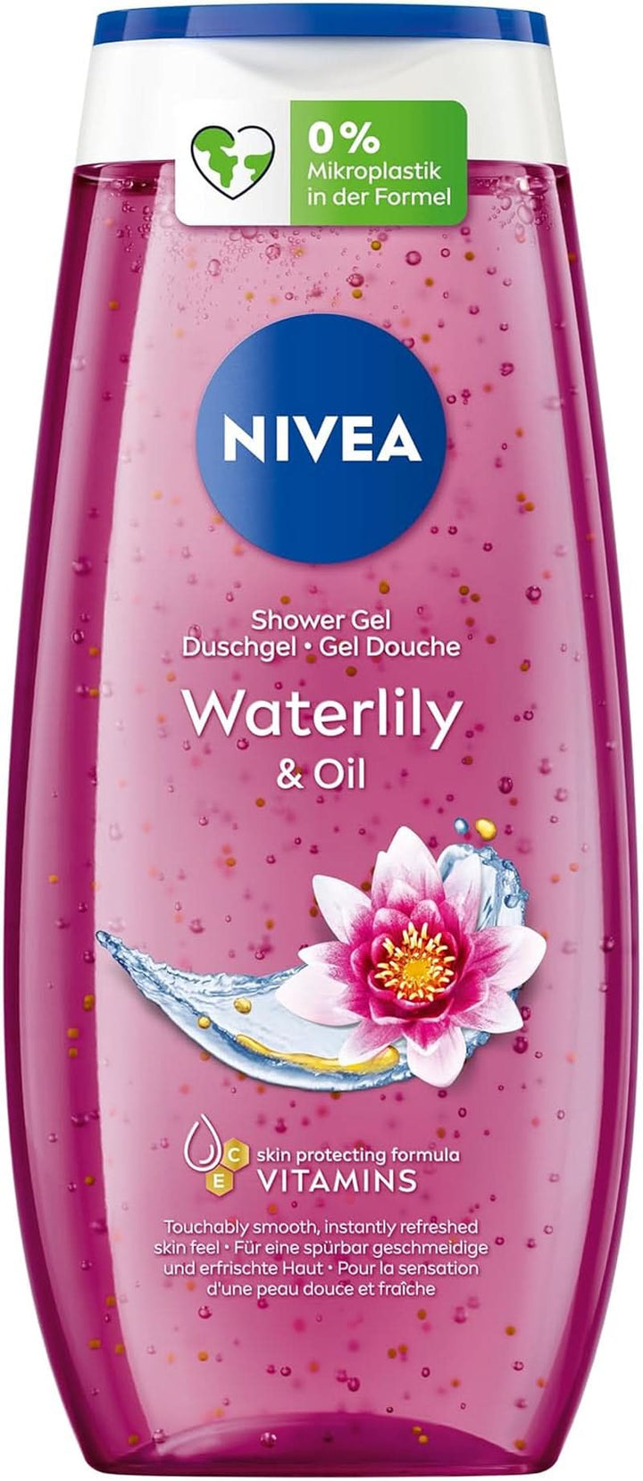  NIVEA Waterlily & Oil, Gel de duș cu parfum proaspăt de nufăr, pH neutru, 250 ml