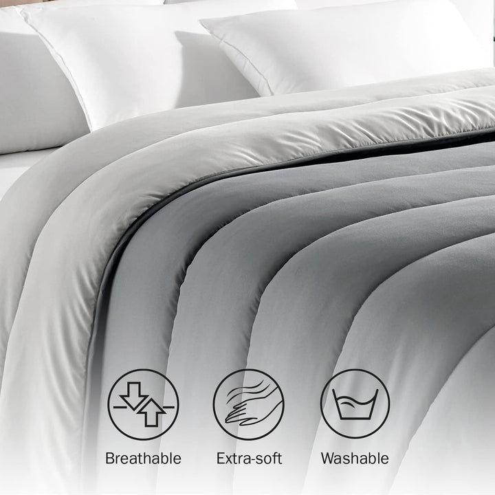 Pikolin Home - Plapumă reversibilă 300 G - Umplutură nordică bicoloră - Pentru pat 150 - Cosy, cald, respirabil, galben muștar, 240 X 220 Cm