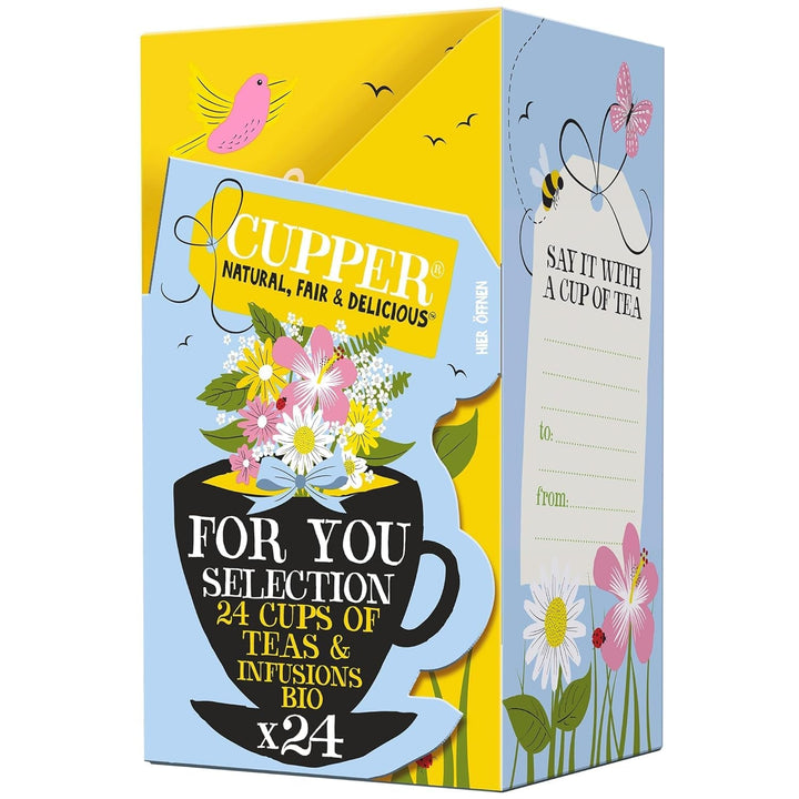 Set de ceaiuri bio Cupper Delicious Variety, 20 sortimente diferite de ceaiuri din plante și fructe, 20 pliculețe de ceai nealbite
