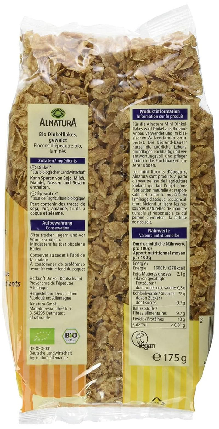 Fulgi Mini Spelt - Calitate organică - Neîndulciți, crocanți - Mic dejun , 175 grame