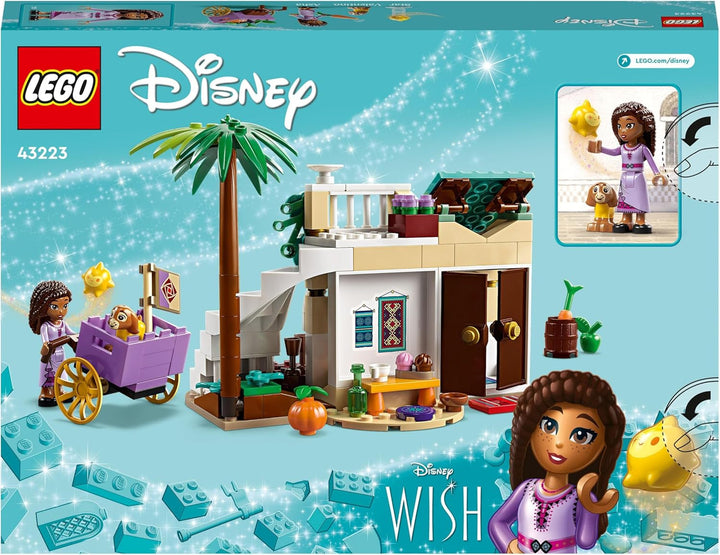 LEGO 43223 Disney Wish Asha în orașul Rosas, set de film Wish cu piață, mini păpușă Asha, Valentino ca capră de jucărie și figuri de stele, cadou pentru copii de la 6 ani, fete și băieți