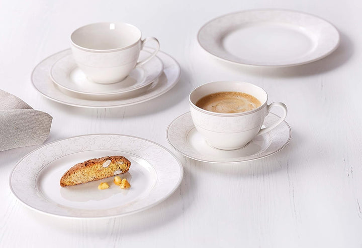 Ritzenhoff & Breker Kaffeeservice Isabella, 18-Teilig, Fine-China-Porzellangeschirr, Weiß Mit Ornamenten, 37 X 26 X 25 Cm