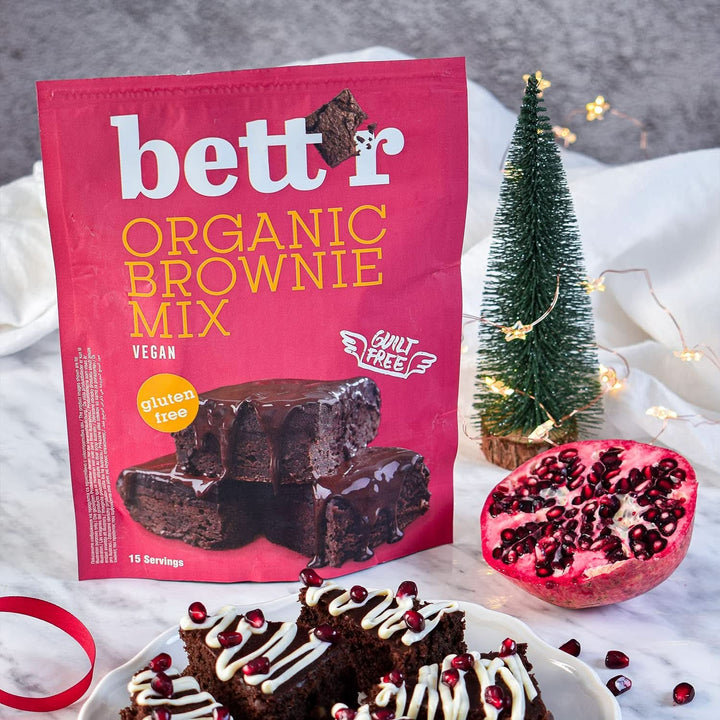 Bettr Organic Brownie Mix - Negrese organice, vegane și fără gluten cu aromă bogată de cacao, 6 x 400 grame