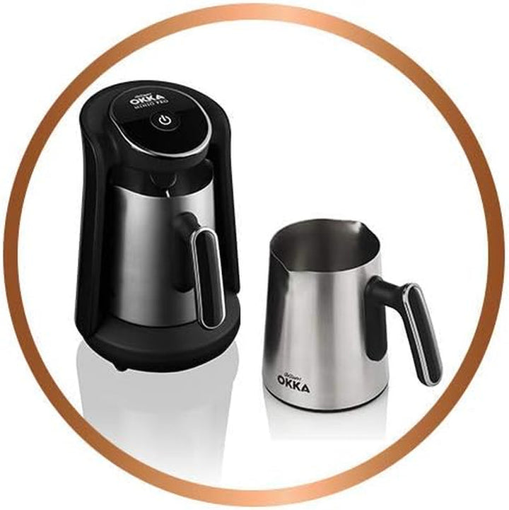 Cafetieră turcească Arzum Okka Minio, aparat Mocha, 1-4 căni, cană din oțel inoxidabil de 300 ml, protecție la preaplin, sistem inteligent de preparare, cană lavabilă, 480 W, cupru